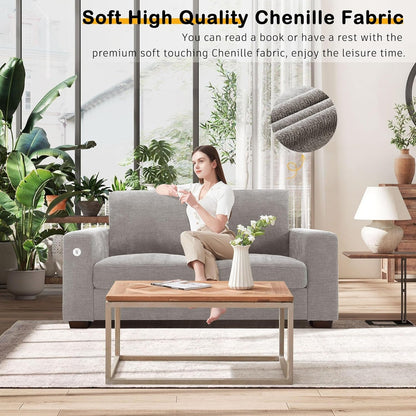 70" Chenille Loveseat - Gray-4