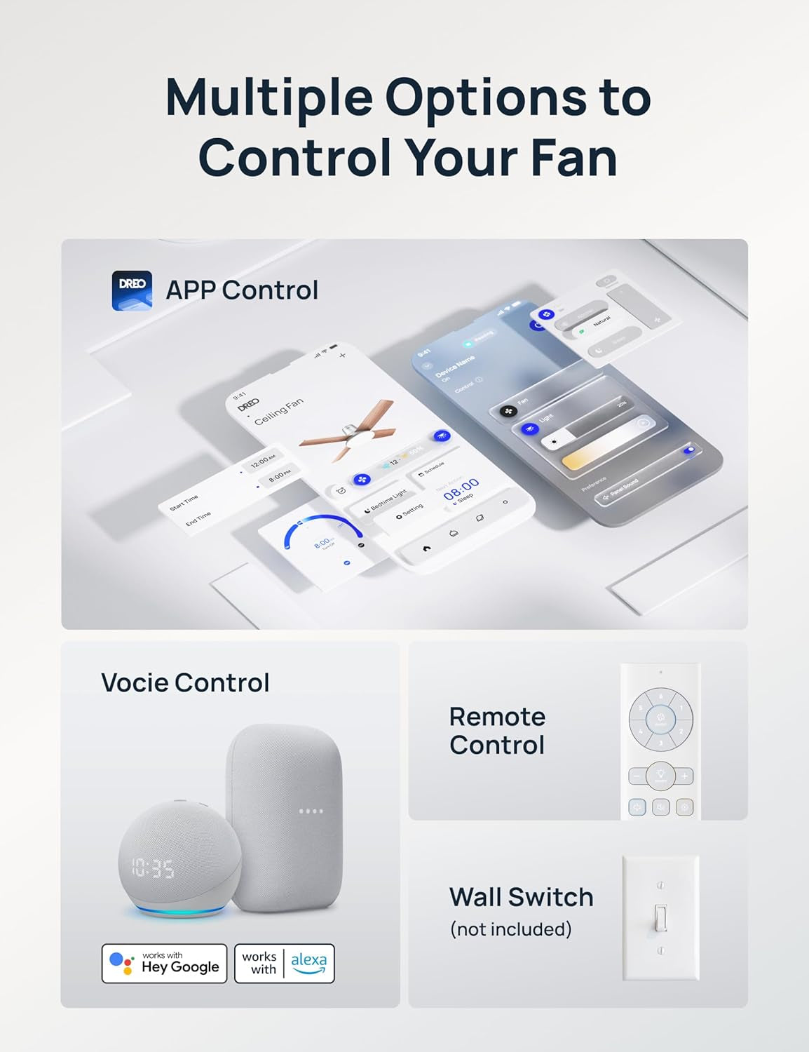 Ceiling Fans with Lights, 12 Speeds & 3 Fan Modes, Quiet DC Motor, Low Profile Easy to Install, Flush Mount Smart Ceiling Fan with Dimmable LED, 12H Timer for Bedroom, Remote, White, 44''-4