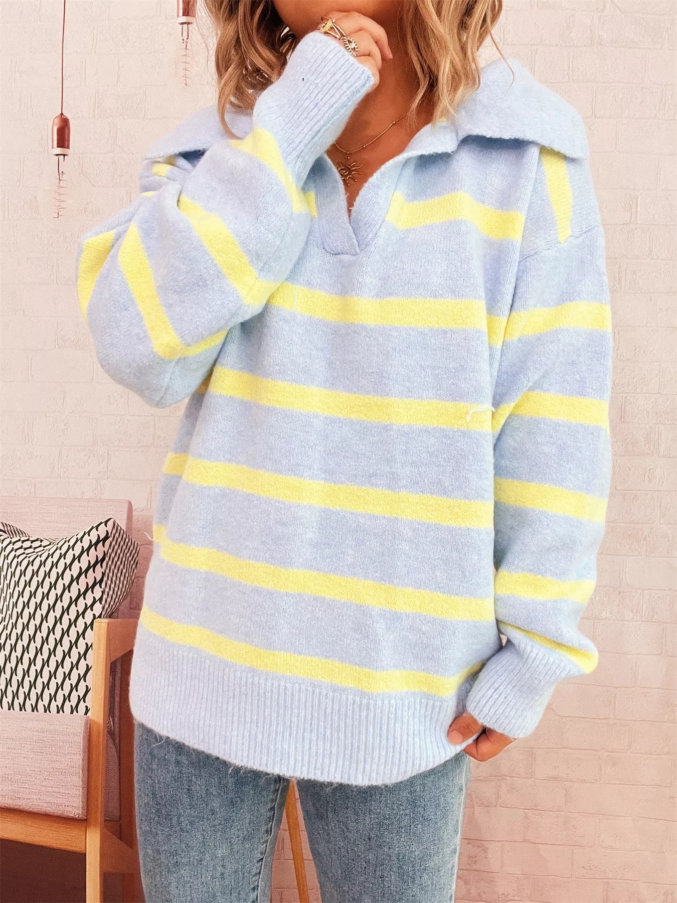 Striped Dropped Shoulder Sweater