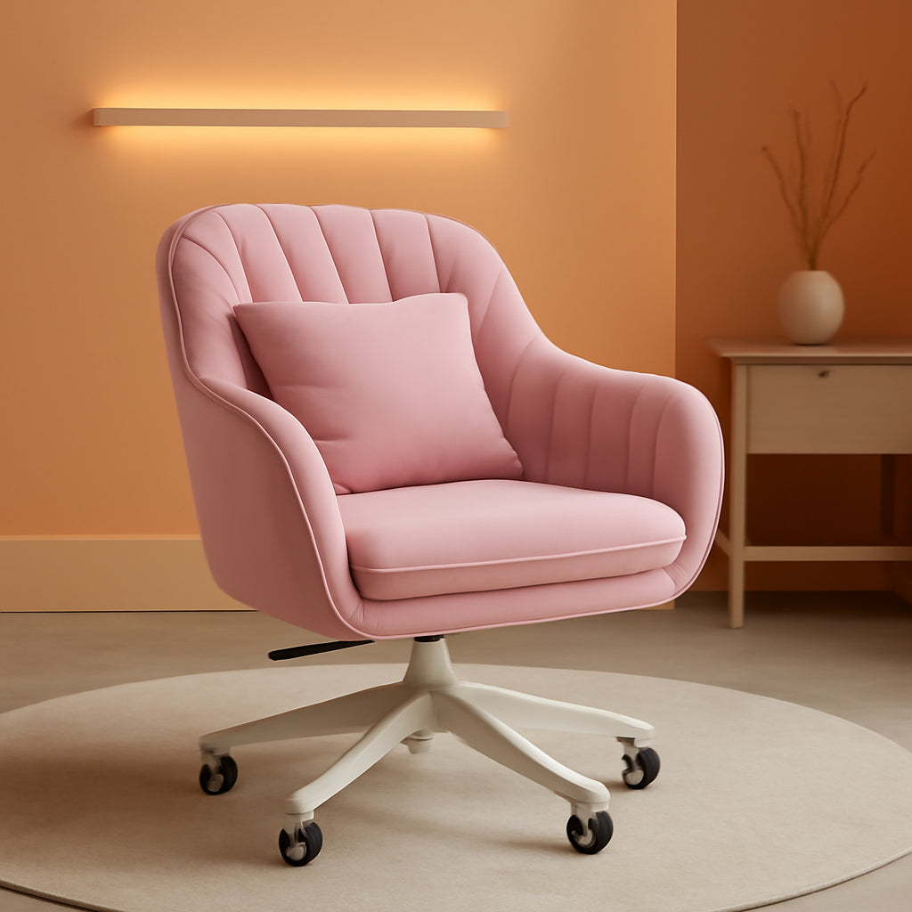 Home Office Chair Computer Chair with Mid-Back Upholstered Modern Tufted Computer Task Chair Swivel Height Adjustable Velvet Accent Chair Suitable for Bedroom, Study-0