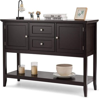 Coffee Brown Wood Buffet Server with Cabinets-1