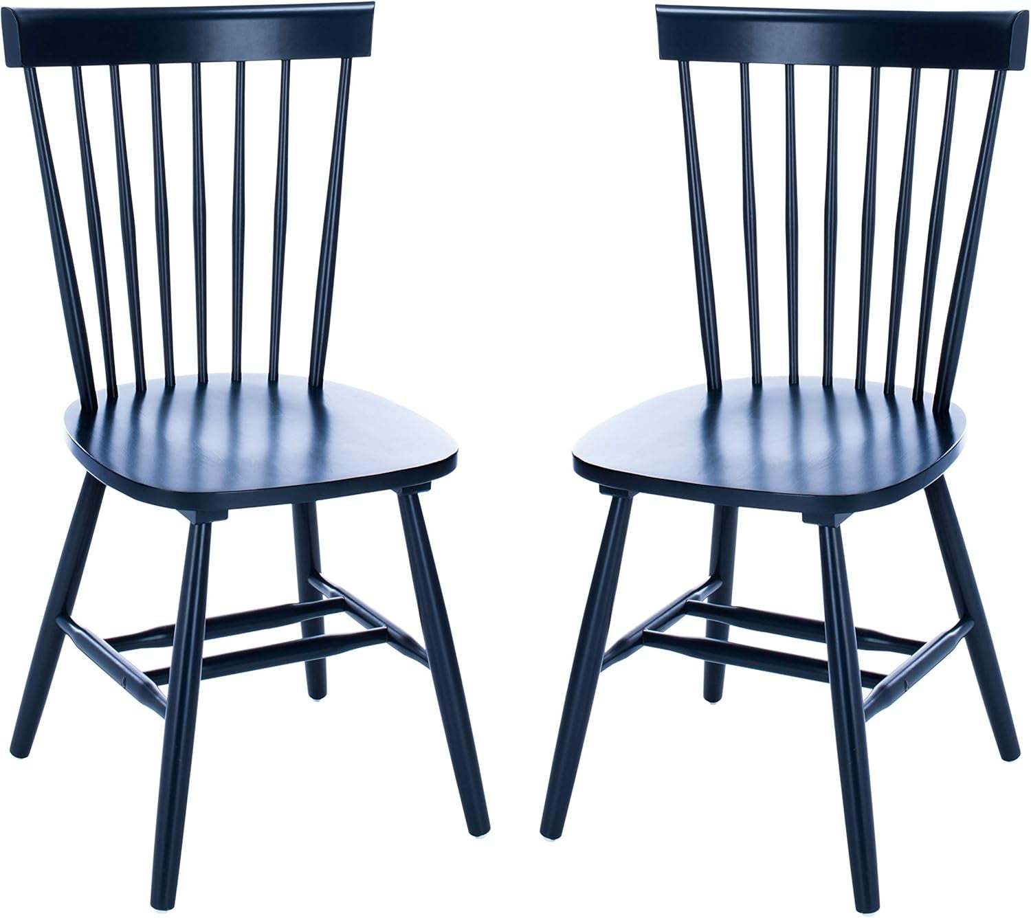Home Collection Parker Farmhouse Navy Blue Windsor Spindle Solid Wood Dining Chair Set of 2-3