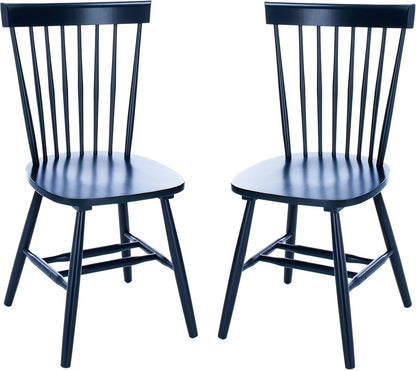 Home Collection Parker Farmhouse Navy Blue Windsor Spindle Solid Wood Dining Chair Set of 2-3