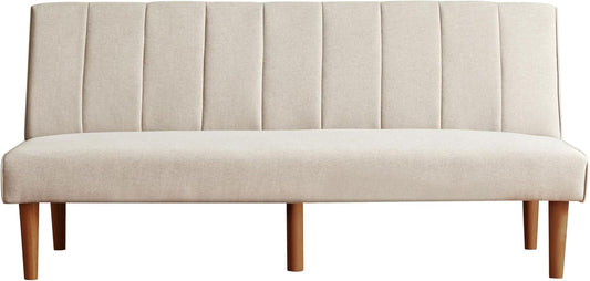 Beige Convertible Futon Sofa Bed-0