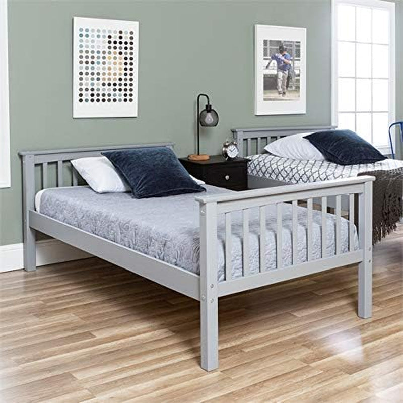 Mission Style Solid Wood Twin over Twin Bunk Bed, Grey-2