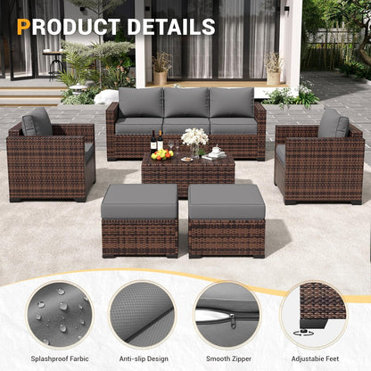 Outdoor Wicker Rattan Sofa Set for Patio Enjoyment-2