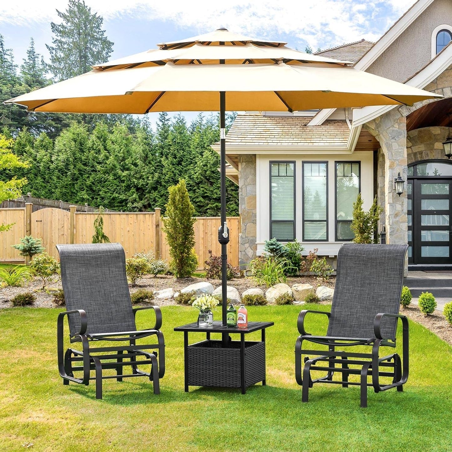 Outdoor Patio Glider Chairs with Breathable Sling Fabric-1