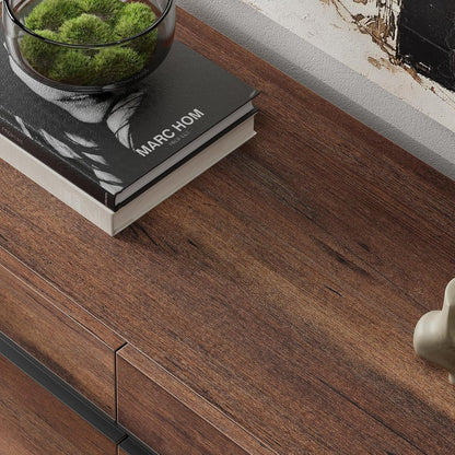 3 in 1 Modern TV Stand for Tvs up to 110 Inch, Wood Entertainment Center TV Console with Storage Cabinets and Metal Base, Media Console for Living Room,Brown-3