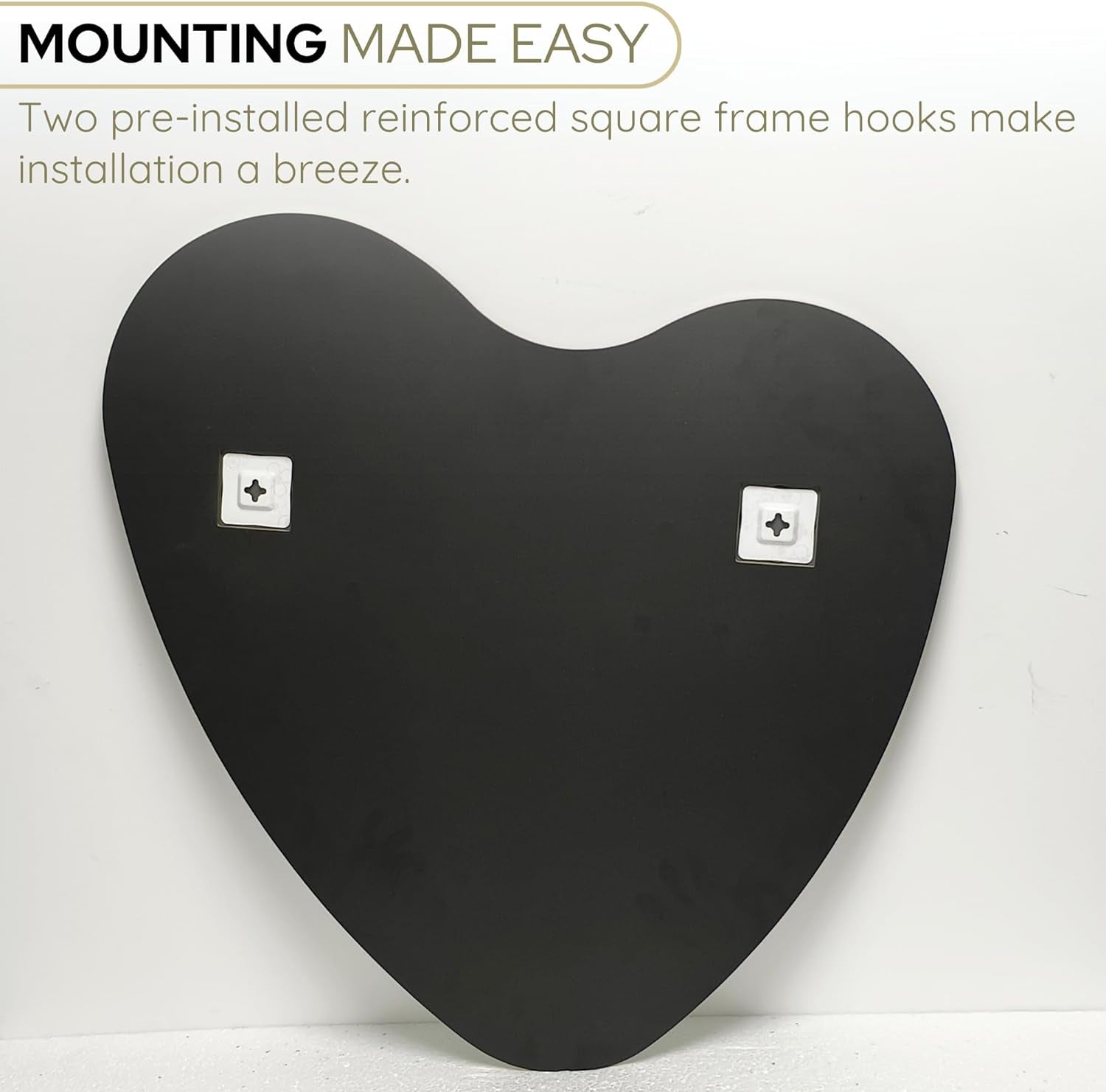 Elegant Irregular Heart Wall Mirror with Hand-Drawn Shape and Frameless Brass Edging - Modern Home Decor for Bedroom, Bathroom, Nursery, or Dorm Room - Large 26” X 26”-4