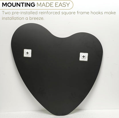 Elegant Irregular Heart Wall Mirror with Hand-Drawn Shape and Frameless Brass Edging - Modern Home Decor for Bedroom, Bathroom, Nursery, or Dorm Room - Large 26” X 26”-4