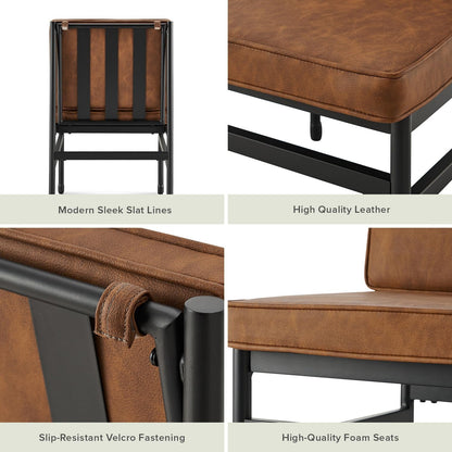 Odelia Dining Chairs, Kitchen Chairs, Dining Room Chairs, Black Dining Chairs, Sturdy Bifma-Certified Rust-Free Metal Frame and Removable Cushion Covers (2, Pecan Brown Faux Leather, One Size)-2