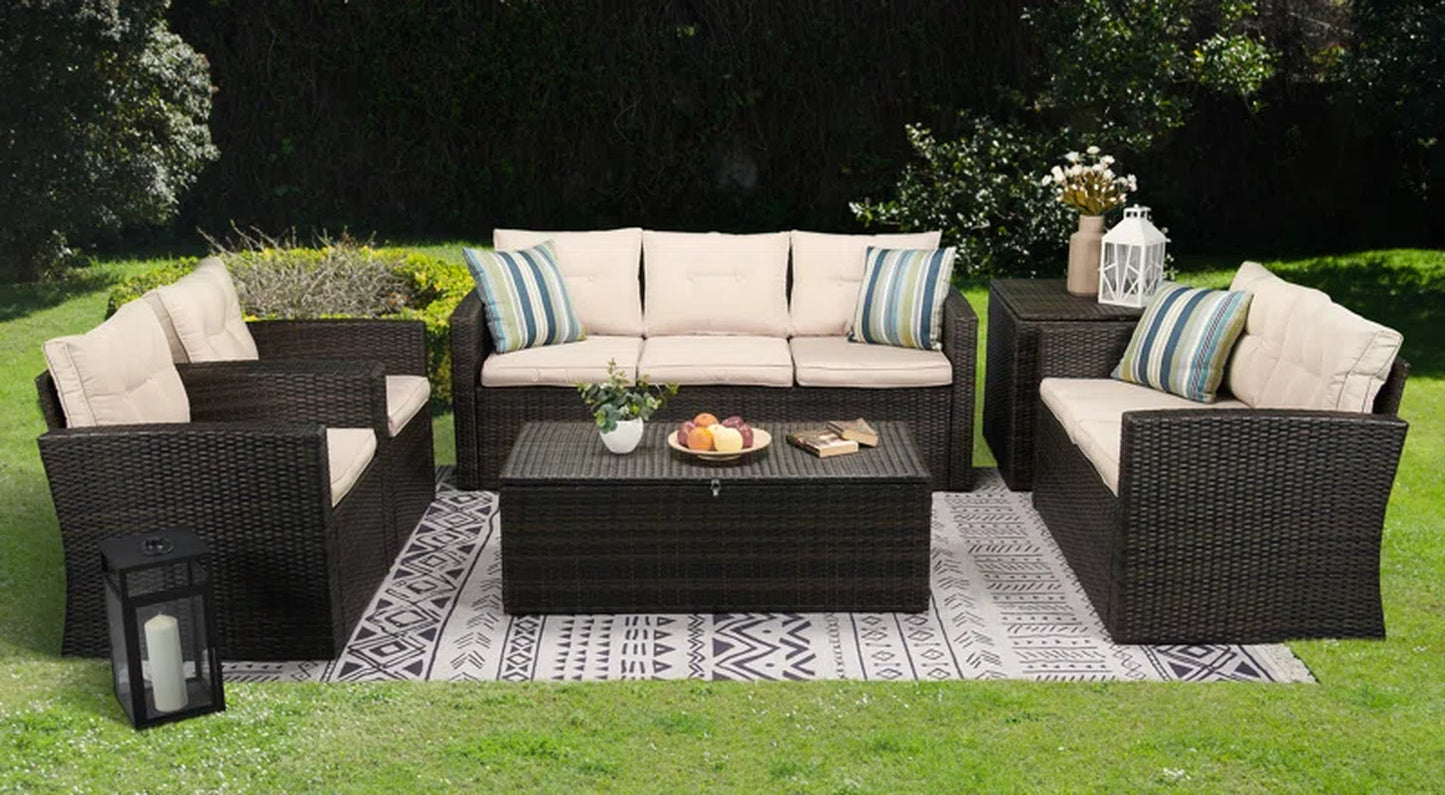 Rattan 7 Person Outdoor Seating Group With Cushions-3