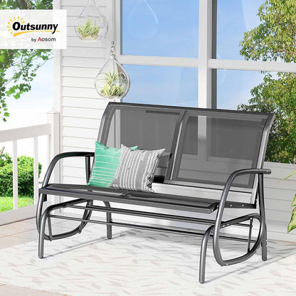 Two Person Outdoor Glider Bench with Steel Frame-1