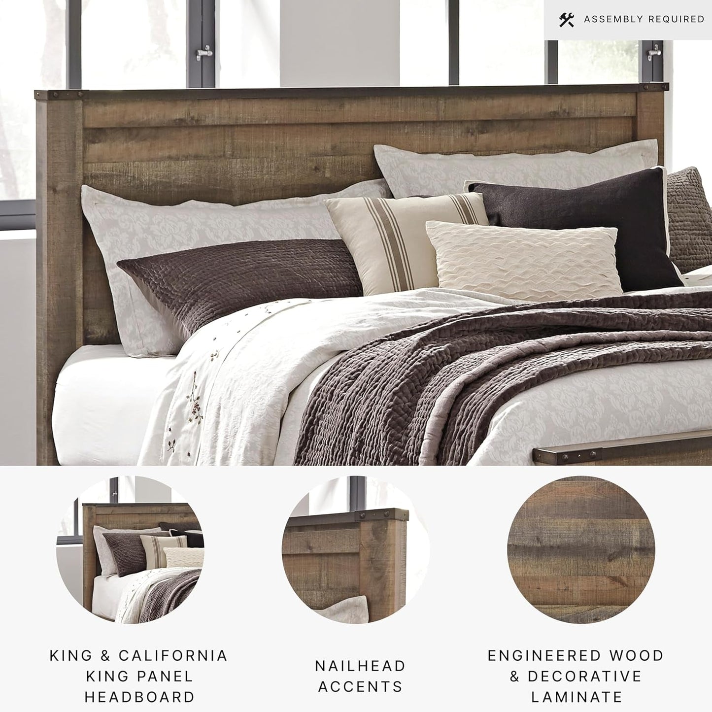 Rustic King Headboard with Charming Plank Details-4