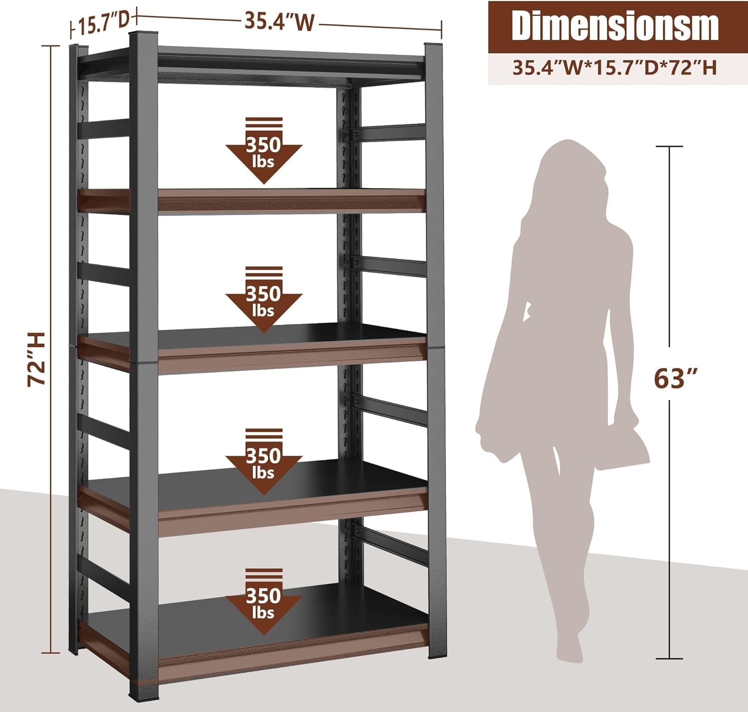 72 Inches Tall Industrial Metal Bookshelf Freestanding-1