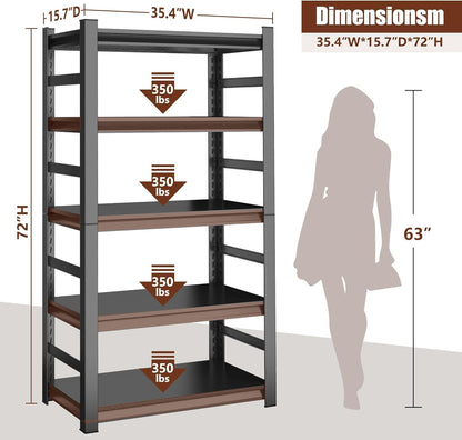 72 Inches Tall Industrial Metal Bookshelf Freestanding-1