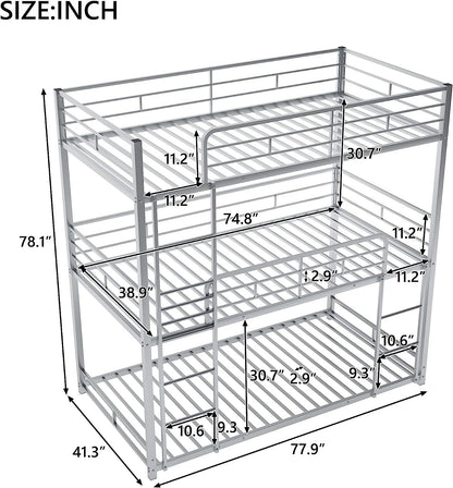 Silver Triple Metal Bunk Bed with Detachable Feature-2