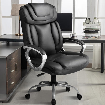 Ergonomic Office Chair Home Office Desk Chairs Comfy Back Support PU Leather Executive Office Chair with Wheels Headrest Padded Armrests Height Adjustable Tilt Swivel Rolling Reclining Seat-0