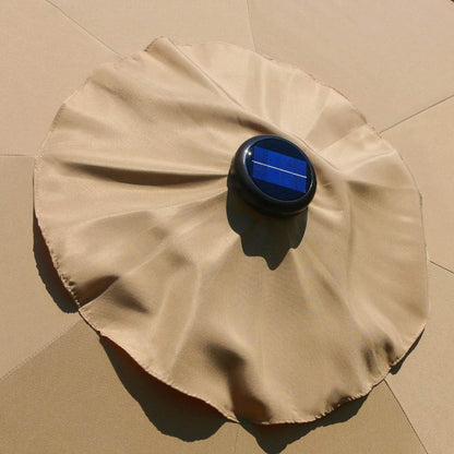 9' Solar LED Lighted Patio Umbrella with 8 Ribs/Tilt Adjustment and Crank Lift System (Light Tan)-4