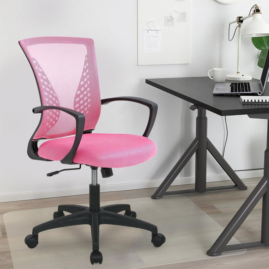 Office Computer Gaming Chair Ergonomic Mesh Desk Chair Adjustable Video Game Chairs with 360 Degrees Swivel Wheels Armrest Lumbar Support for Home Office,Pink-0