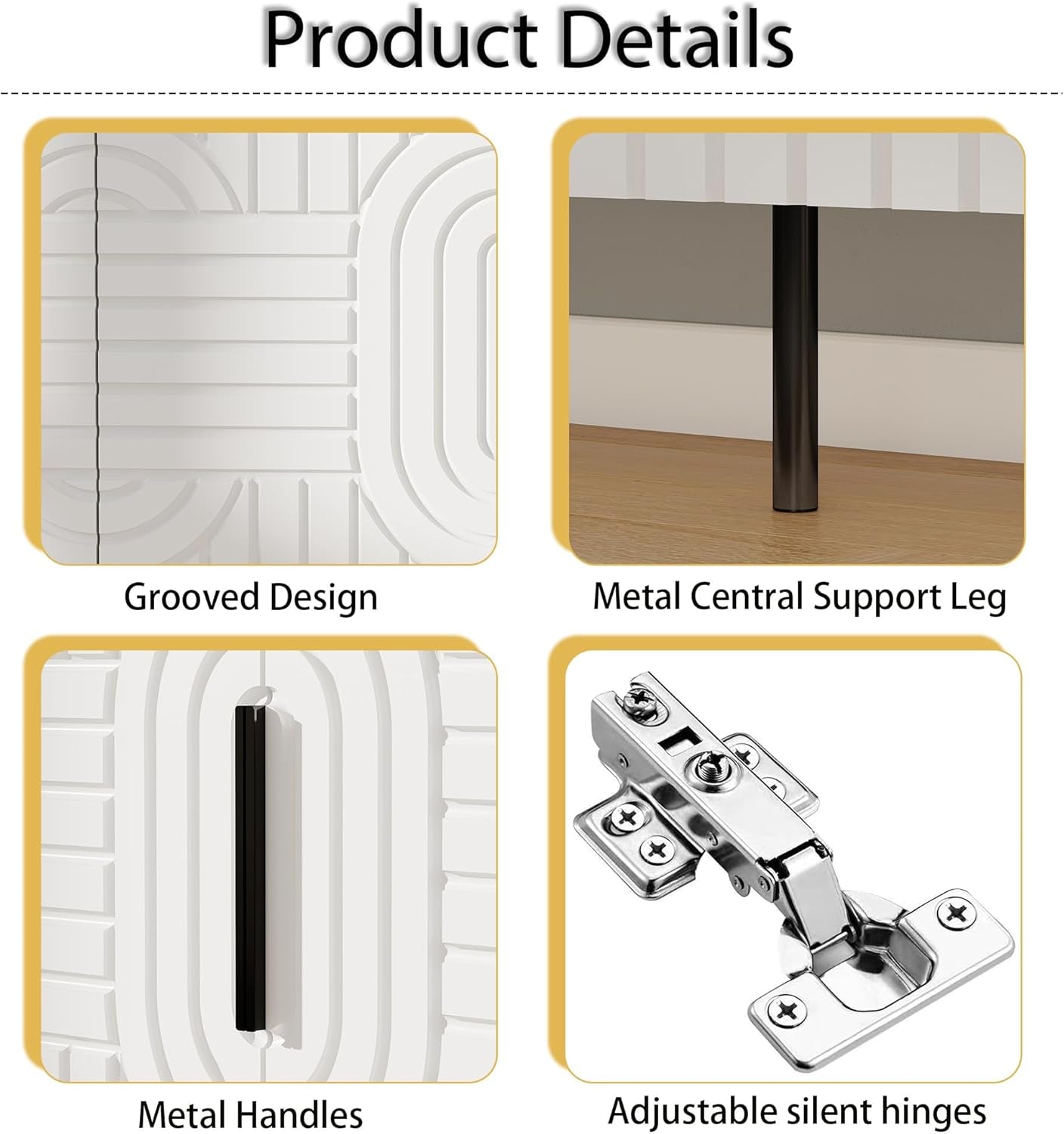 White Fluted Sideboard Buffet Cabinet With Storage-4