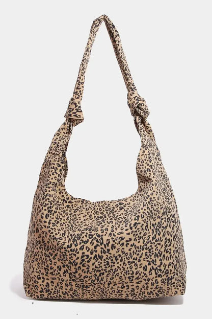 Fame Leopard Knotted Strap Shoulder Bag - Camel / One Size