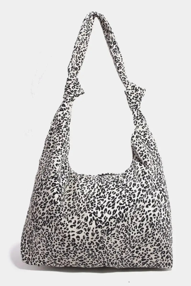 Fame Leopard Knotted Strap Shoulder Bag - Ivory / One Size