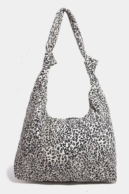 Fame Leopard Knotted Strap Shoulder Bag - Ivory / One Size