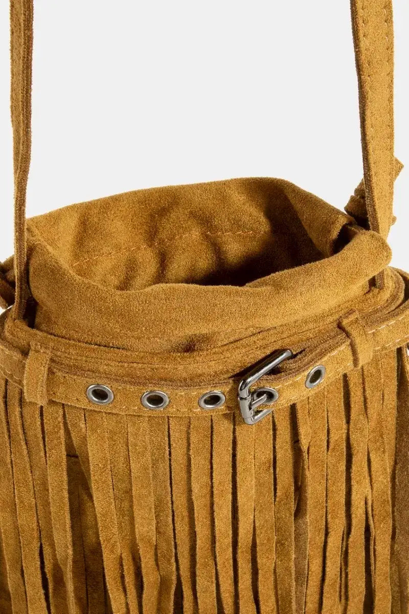 Fame Long Fringe Bucket Shoulder Bag