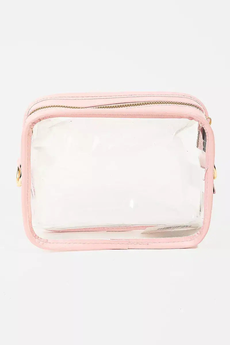 Fame PVC Clear Rectangular Crossbody Bag - Blush Pink / one size