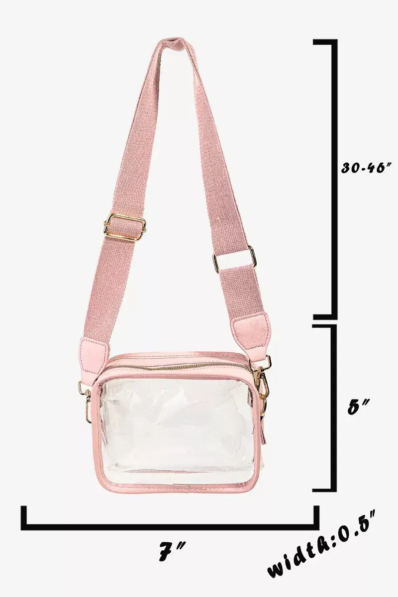 Fame PVC Clear Rectangular Crossbody Bag - Blush Pink / one size