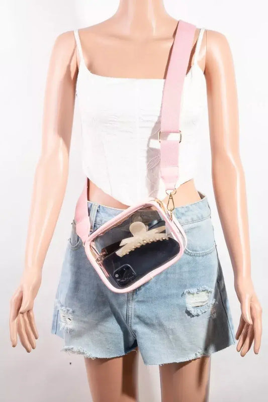 Fame PVC Clear Rectangular Crossbody Bag - Blush Pink / one size
