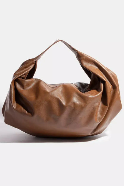 Fame Simple Faux Leather Hobo Shoulder Bag - BR / one size