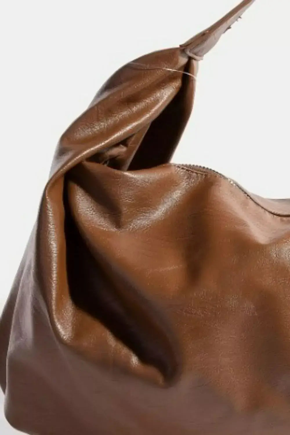 Fame Simple Faux Leather Hobo Shoulder Bag - BR / one size