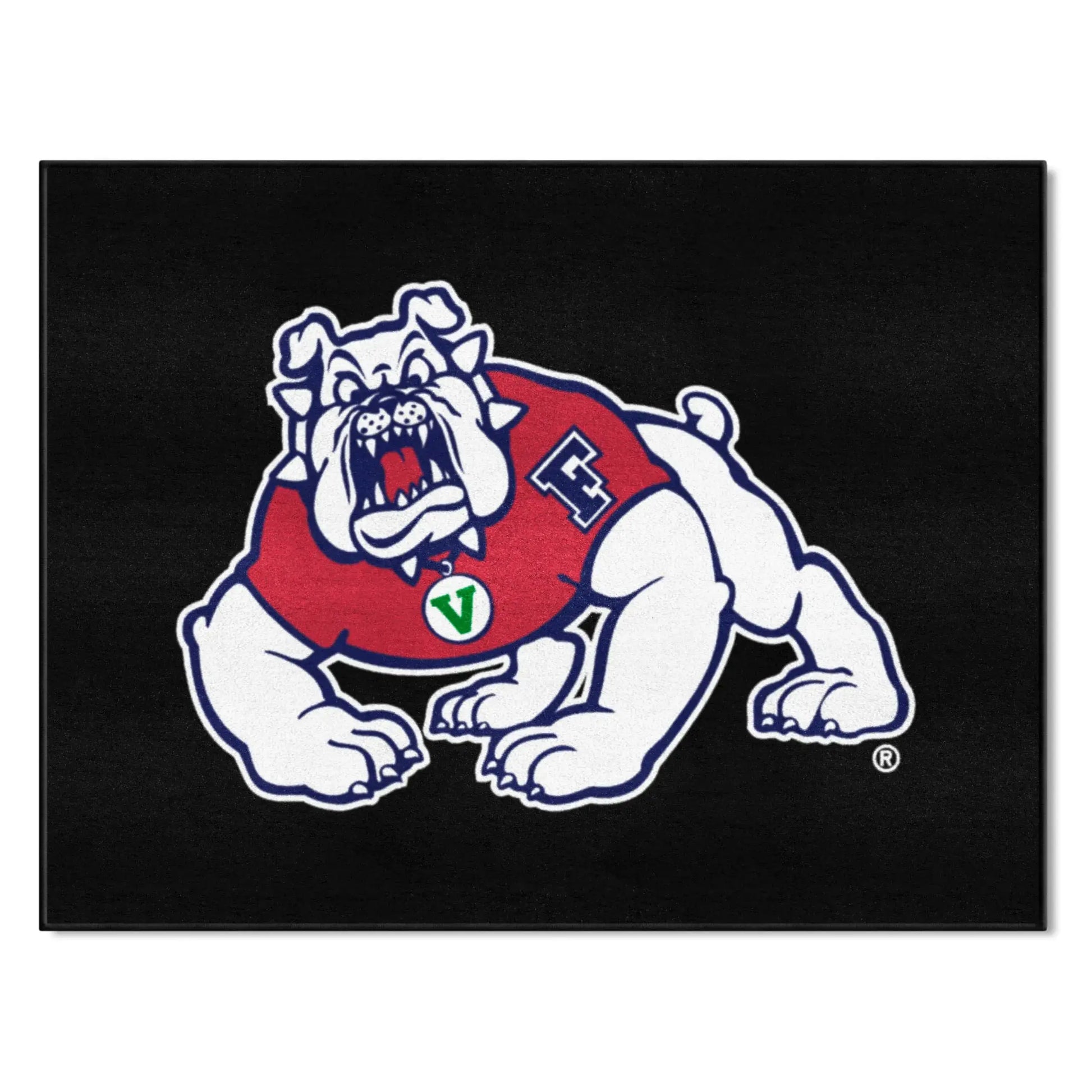 Fresno State Bulldogs mascot on the Atlanta Hawks All-Star rug for sports fan decor