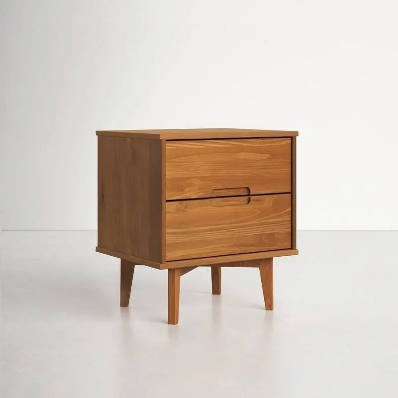 Farmhouse 2 Drawer Solid Wood Nightstand Medium Brown - Nightstand