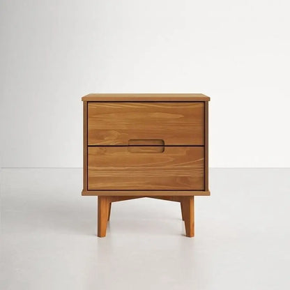 Farmhouse 2 Drawer Solid Wood Nightstand Medium Brown - Nightstand