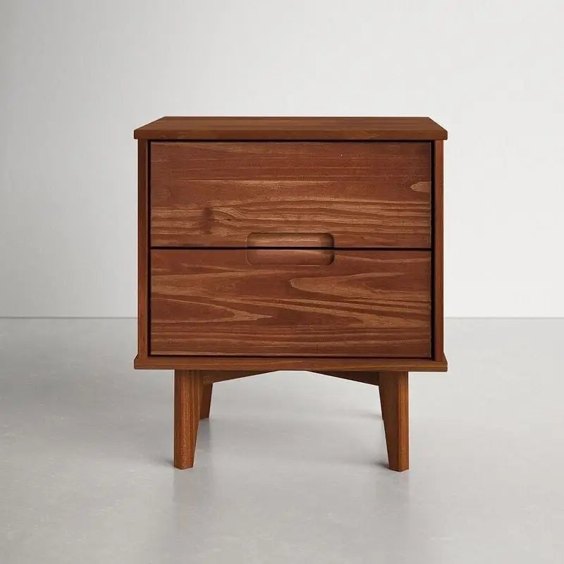 FarmHouse 2 Drawer Solid Wood Nightstand Walnut - Nightstand and Dressers