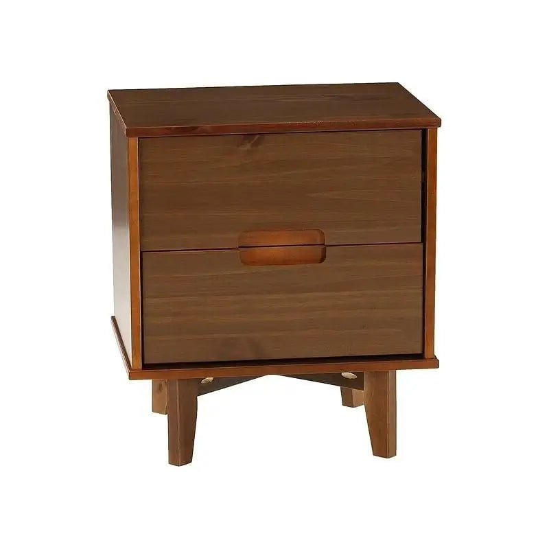 FarmHouse 2 Drawer Solid Wood Nightstand Walnut - Nightstand and Dressers