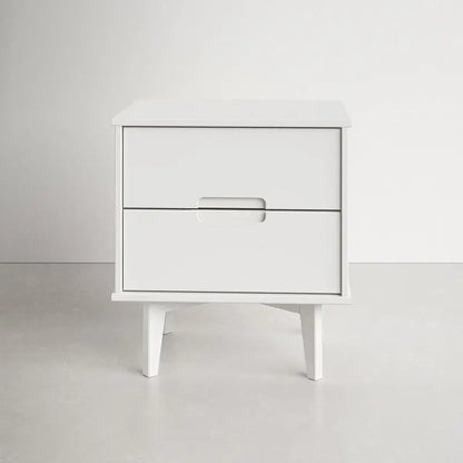 FarmHouse 2 Drawer Solid Wood Nightstand White - Nightstand