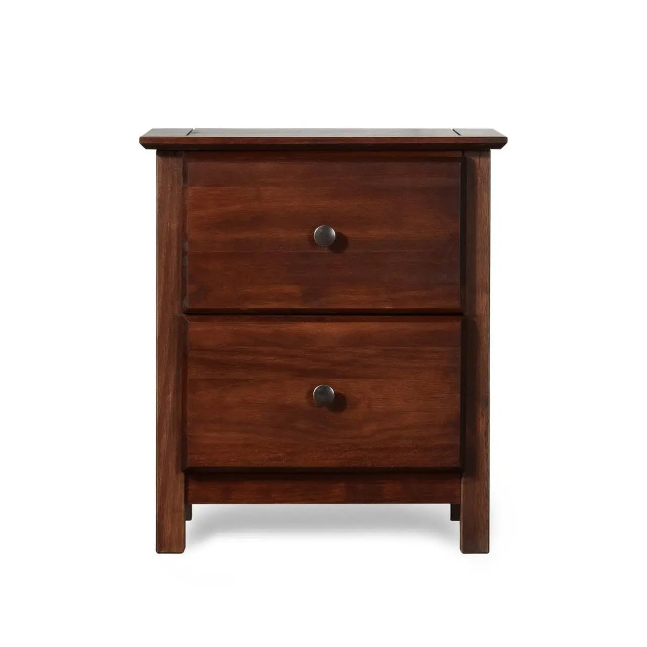 Farmhouse Solid Pine Wood 2 Drawer Nightstand in Cherry Finish - Nightstand