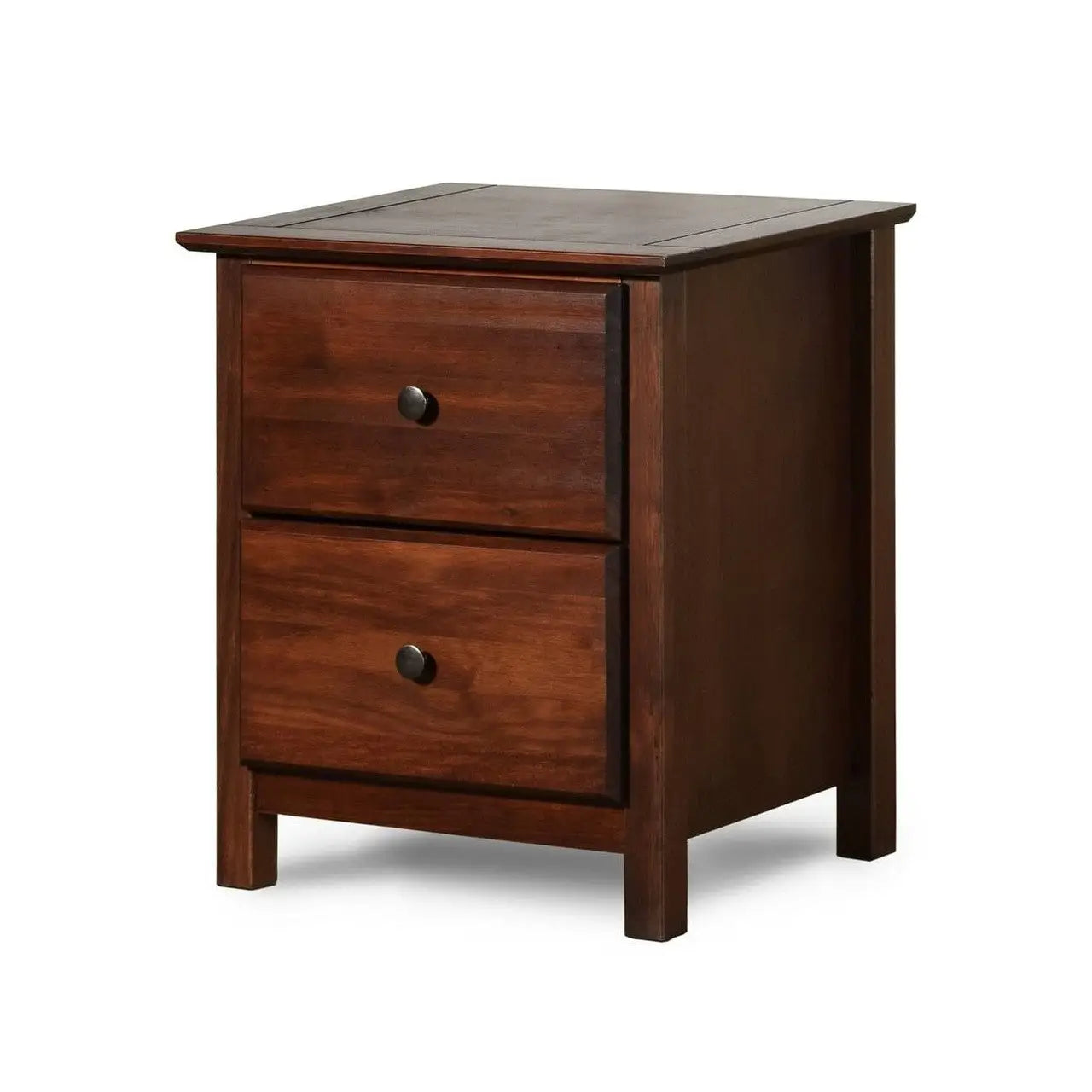 Farmhouse Solid Pine Wood 2 Drawer Nightstand in Cherry Finish - Nightstand