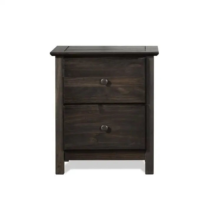 Farmhouse Solid Pine Wood 2 Drawer Nightstand in Espresso - Nightstand