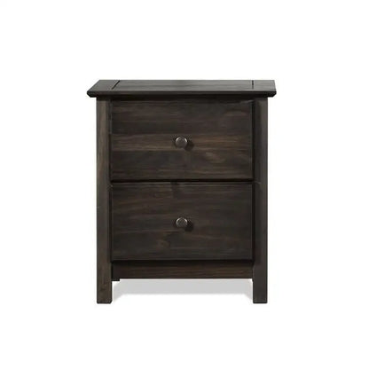 Farmhouse Solid Pine Wood 2 Drawer Nightstand in Espresso - Nightstand