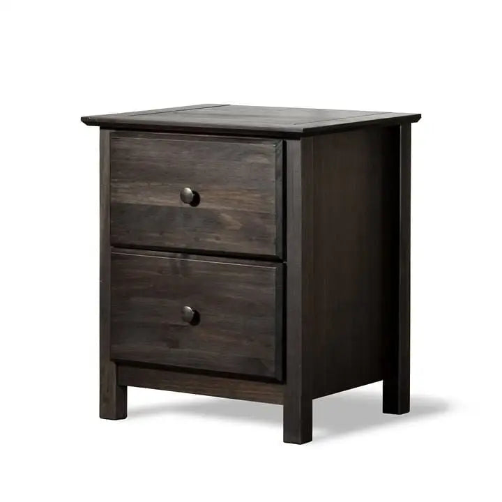Farmhouse Solid Pine Wood 2 Drawer Nightstand in Espresso - Nightstand