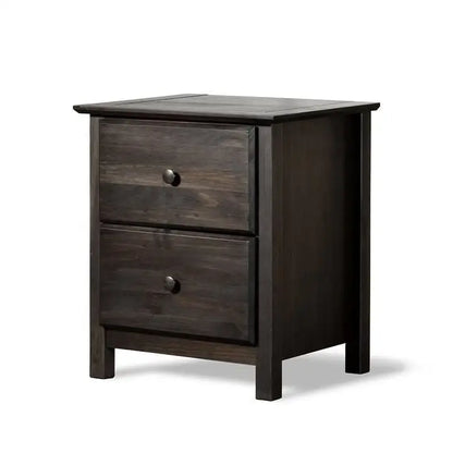 Farmhouse Solid Pine Wood 2 Drawer Nightstand in Espresso - Nightstand