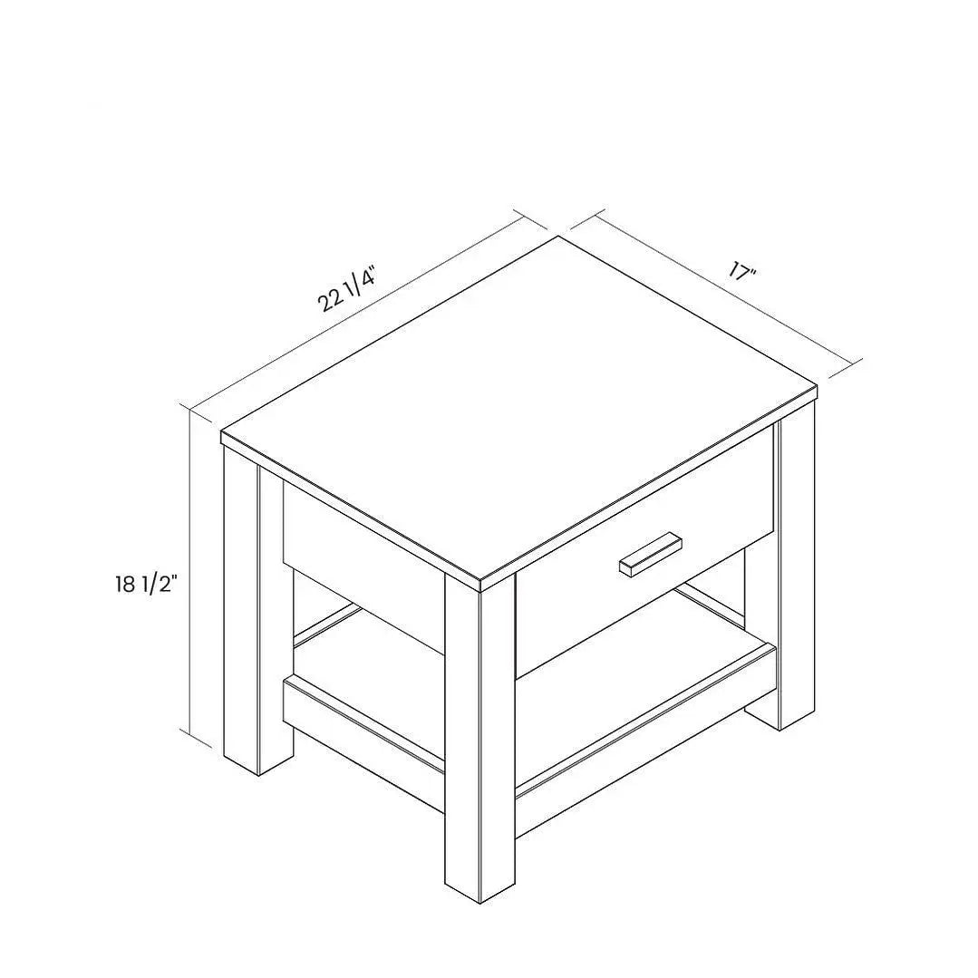 FarmHouse Traditional Rustic Acacia 1 Drawer Nightstand - Nightstand