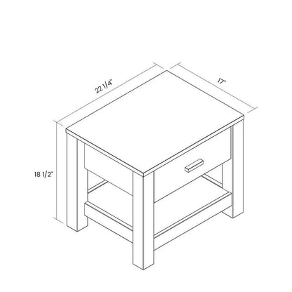 FarmHouse Traditional Rustic Acacia 1 Drawer Nightstand - Nightstand
