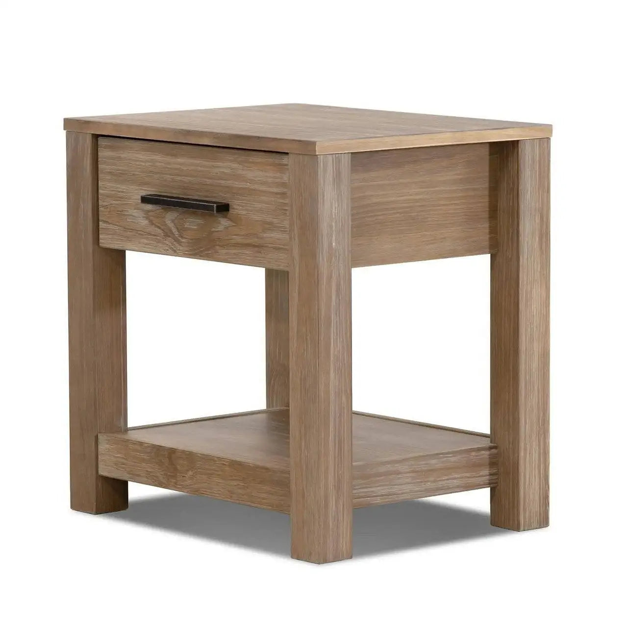 Farmhouse Traditional Rustic Pine Wood 1- Drawer Nightstand Bedside Table - Nightstand