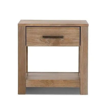 Farmhouse Traditional Rustic Pine Wood 1- Drawer Nightstand Bedside Table - Nightstand